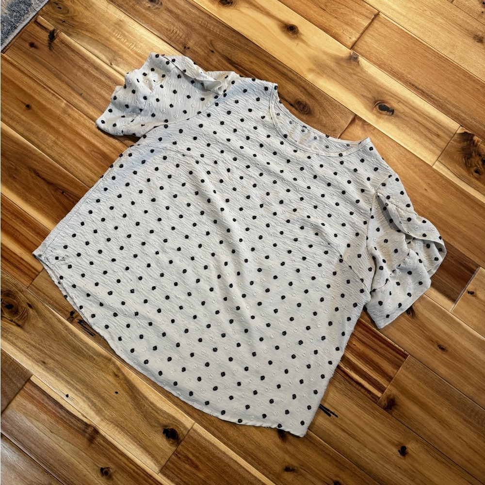 Light Gray Polka Dot Short Sleeve Top
